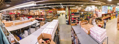 A look across the 82,000 square foot warehouse at NH Bragg’s Bangor, ME headquarters. (NH Bragg Photo).