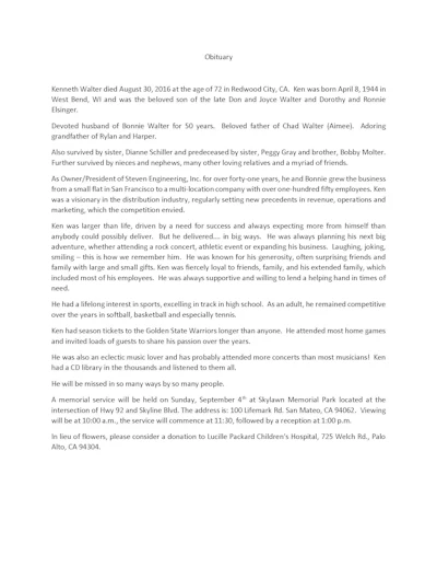 Id 21891 Kenneth Donald Walter Obituary