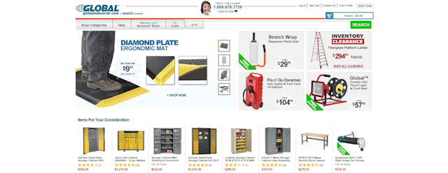 A look at Global Industrial's website homepage.
