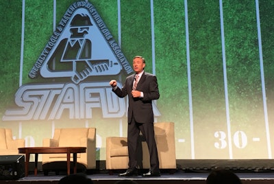 STAFDA president Terry Earl addresses the audience during STAFDA's General Session on Nov. 7. (ID photo)