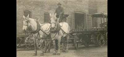 Most of Rundle-Spence's early deliveries were done via horse-and-buggy, like this one seen near the turn of the 20th century. (Rundle-Spence photo)