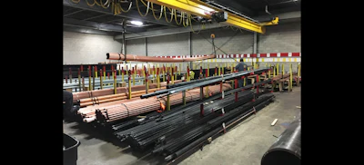 Pipe inventory inside Rundle-Spence's New Berlin, WI location. (ID photo)