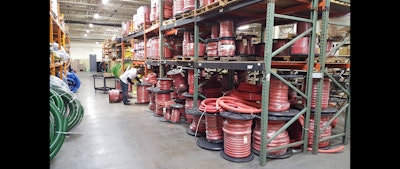 Hosing products inside JGB's Liverpool, NY warehouse. (JGB photo)