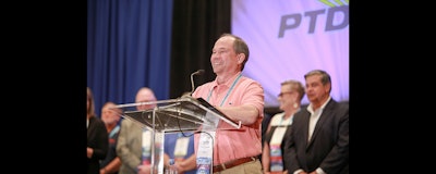 B&D Industrial CEO Andy Nations accepting PTDA's Warren Pike Award in Hollywood, FL on Sept. 29.