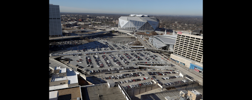 A tract of land known to locals as The Gulch is shown Thursday in Atlanta. As the city vies to entice Amazon to build its second headquarters on the site, local leaders are studying a proposal to build a $5 billion project. (AP photo)