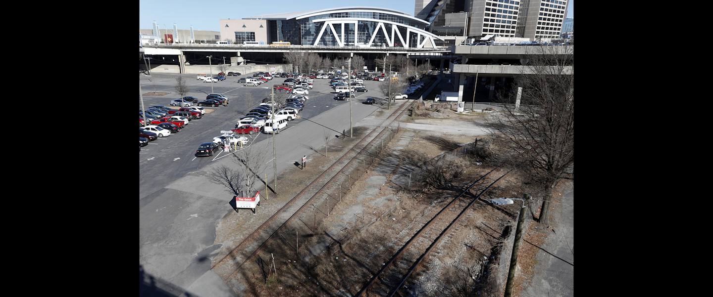 A tract of land known to locals as The Gulch is shown in Atlanta. As the city vies to entice Amazon to build its second headquarters on the site, local leaders are studying a proposal to build a $5 billion project. (AP photo)