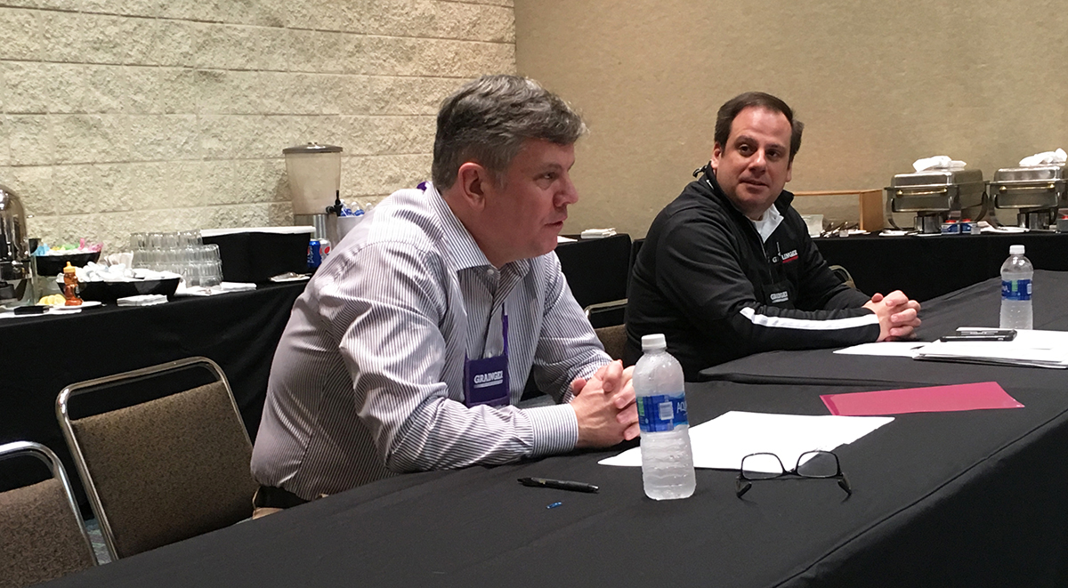 Grainger Chairman and CEO DG Macpherson speaks to a media roundtable during Grainger Show Feb. 12 in Orlando, FL. (ID photo)