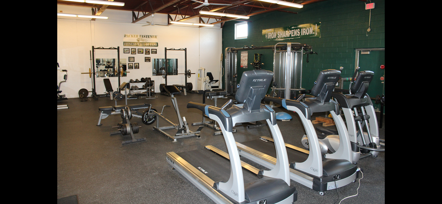 A look at the fitness room at Packer Fastener's Green Bay headquarters.