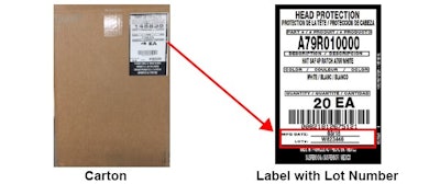 Id 34540 Hard Hat Recall Carton And Label