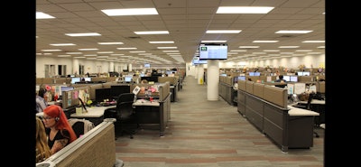 A look down just part of the expansive fourth floor of the Janesville contact center.