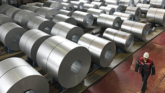 Steel coils are stored at the Thyssenkrupp steel factory in Duisburg, Germany. (AP Photo)