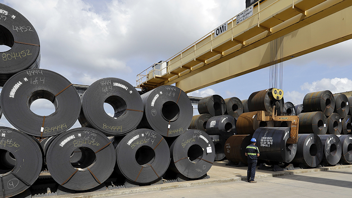 A roll of steel is unloaded at the Borusan Mannesmann Pipe manufacturing facility on June 5 in Baytown, Texas. (AP photo)