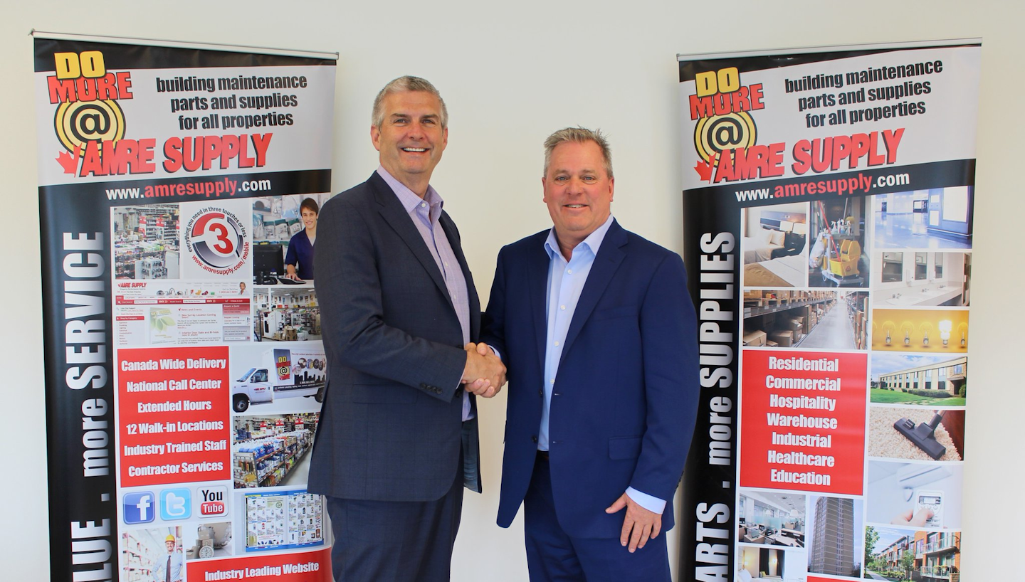 Kevin Fancey, President of Wolseley Canada, and Doug Swane, Divisional President, AMRE Supply