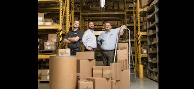 From left: Motor City Industrial managers Nick Perry, Tom Gehringer and Jay Fielder pose in MCI's Hazel Park, MI warehouse.