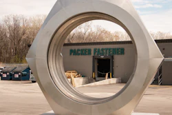 At 10 feet tall and made of 3.5 tons of solid stainless steel, this hex nut sitting at the edge of Packer Fastener's Green Bay, WI headquarters location is the world's largest.