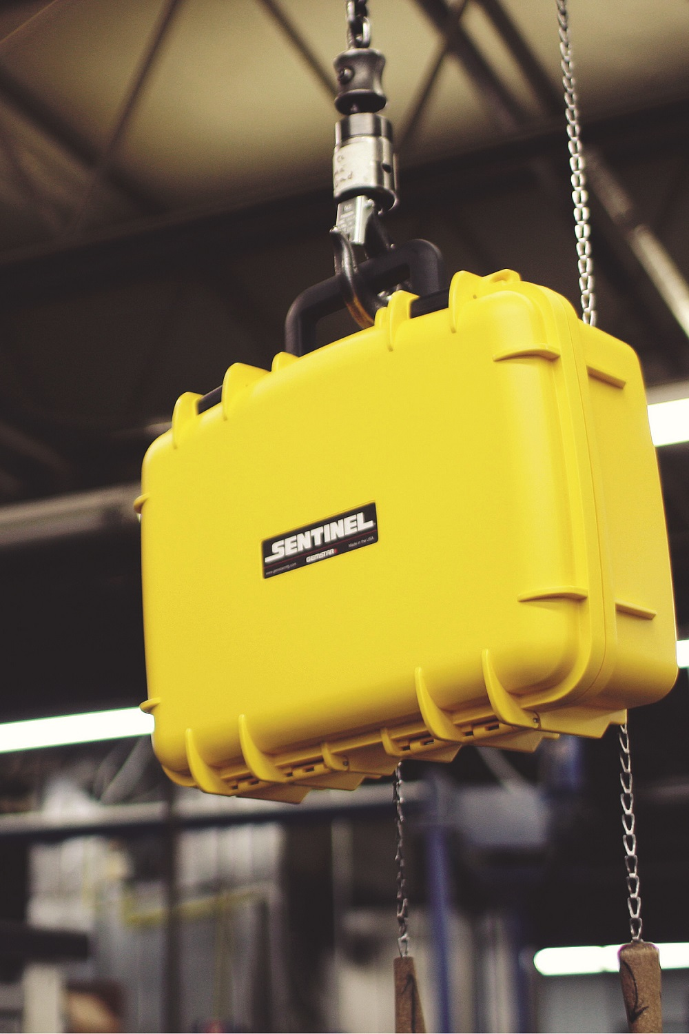 Sentinel injection-molded cases during testing.