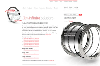 The new slewing ring bearing selector on the Kaydon Bearings website.