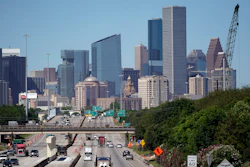 Traffic moves along Interstate 10 near downtown Houston.