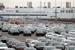Jeep vehicles parked outside the Jefferson North Assembly Plant in Detroit, Feb. 26, 2019.
