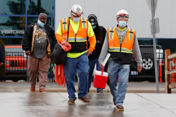 United Auto Workers members leave the Fiat Chrysler Automobiles Warren Truck Plant..