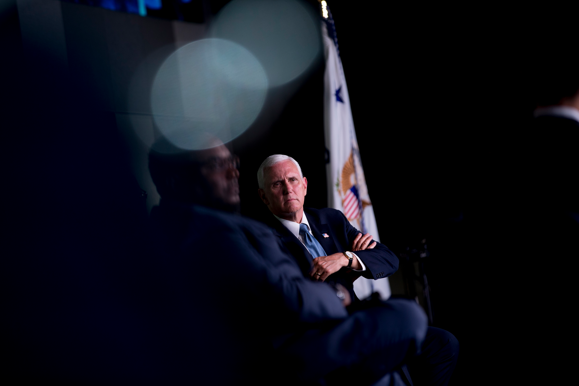 Vice President Mike Pence meets with community and faith leaders at Hope Christian Church, Friday, June 5, 2020, in Beltsville, Md.