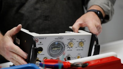 A ventilator is assembled at the Ford Rawsonville plant in Ypsilanti Township, Mich.