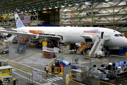 Boeing 787 airplane being built for Norwegian Air Shuttle.