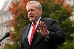 White House chief of staff Mark Meadows speaks with reporters at the White House, Oct. 21, 2020.