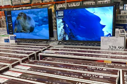 Rows of boxed big-screen televisions sit on display at a Costco warehouse in this photograph taken Wednesday, Nov. 18, 2020, in Sheridan, Colo. Orders for big-ticket manufactured goods slow to modest gain of 1.3% in October indicating economy is slowing.