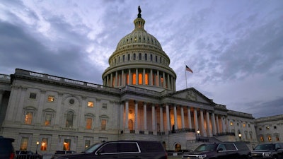 Dusk falls over the Capitol.