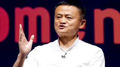 In this Oct. 12, 2018, file photo, Chairman of Alibaba Group Jack Ma speaks during a seminar in Bali, Indonesia. China’s highest-profile entrepreneur, e-commerce billionaire Jack Ma, appeared Wednesday, Jan. 20, 2021, in a video posted online, ending a 2 1/2-month disappearance from public view that prompted speculation about his status and his business empire’s future. In the 50-second video, Ma congratulated teachers supported by his charitable foundation and made no mention of his absence from public view and scrutiny of his Alibaba Group and Ant Group by regulators.