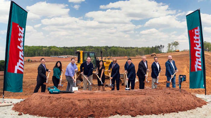 Makita U.S.A. representatives are joined by construction and development executives and the Mayor for the ceremonial groundbreaking of a new state-of-the-art distribution, training and service center Monday in Hall County, GA.