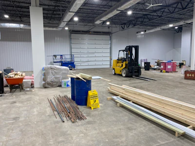 A look at the work in progress at Overdrive Tech Group's new Spencer, WI location, expected to open in June.