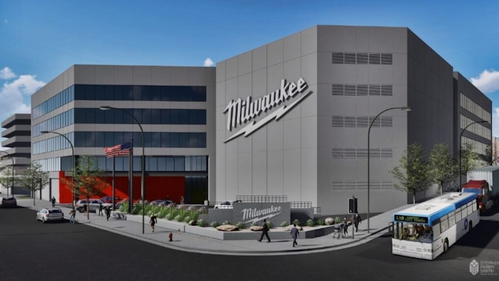 An artist rendering of Milwaukee Tool's new 330,000-square-foot office building in downtown Milwaukee.