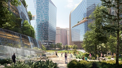 An artist rendering of the Forest Plaza at Amazon's HQ2 in Arlington, Va.