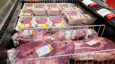 Meat products are displayed for sale at a grocery store in Roslyn, PA on June 15.