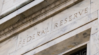 Facade on the Federal Reserve Building in Washington DC.