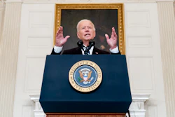 President Joe Biden speaks in the State Dining Room at the White House,, Sept. 9, 2021.