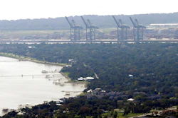 This Sept. 1, 2017, file photo shows cranes at the Port of Houston in Houston. A major U.S. port was the target last month of suspected nation-state hackers. The Port of Houston, a critical piece of infrastructure along the Gulf Coast, issued a statement Thursday that it had successfully defended against an attempted hack in August and that no operational data or systems were impacted.