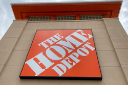 A Home Depot logo sign on its facade on May 14, 2021, in North Miami, Fla.