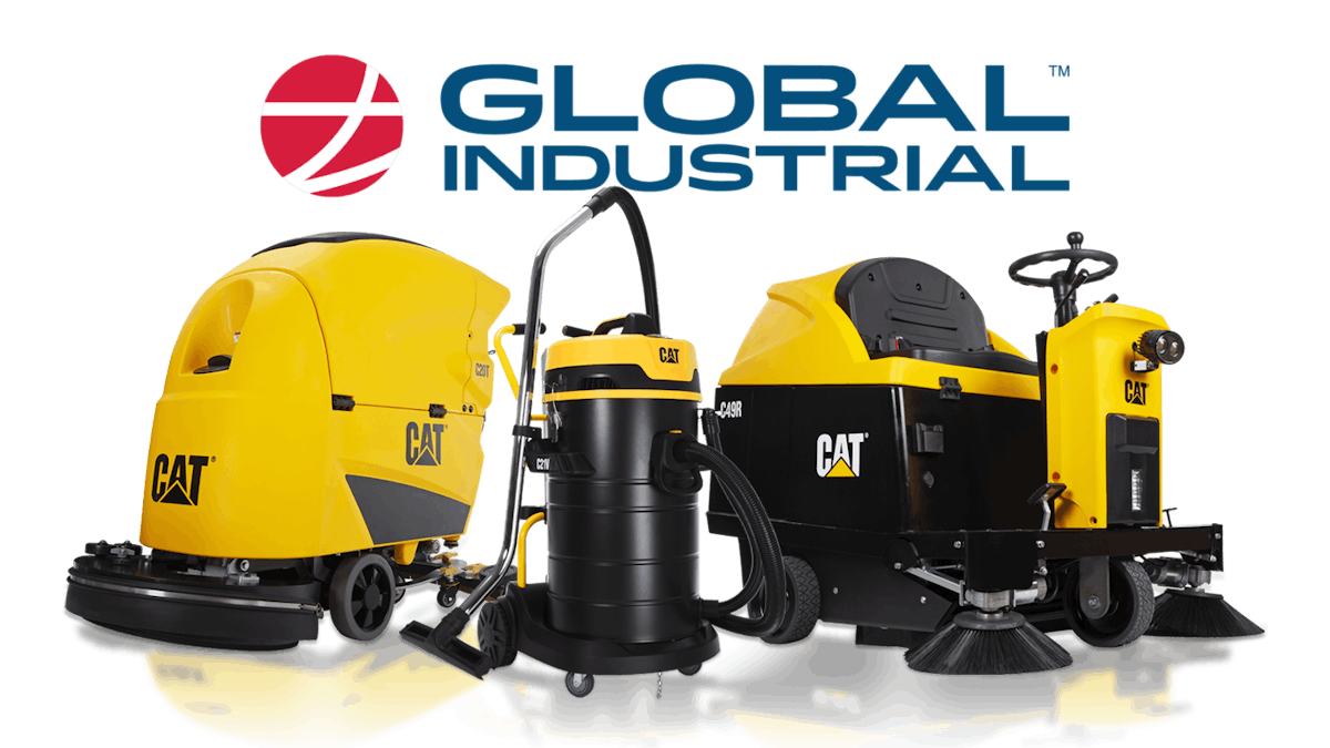 Global Industrial Mini Floor Scrubber W/Floor Pads, 11 Cleaning Path