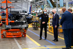 President Joe Biden participates in a tour of the General Motors Factory ZERO electric vehicle assembly plant on Nov. 17, 2021 in Detroit.
