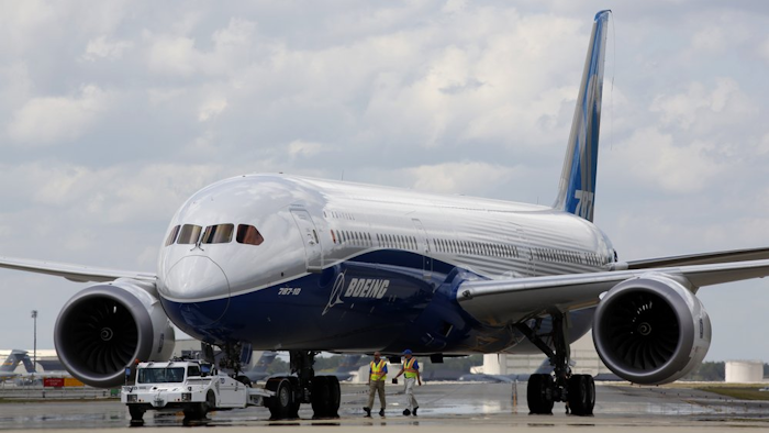 A Boeing 787-10 Dreamliner at the company's facility in South Carolina, March 31, 2017.