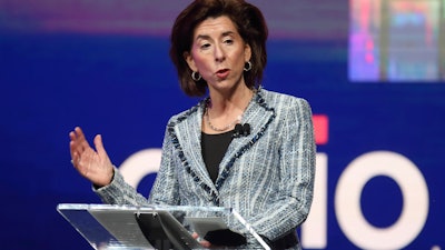 U.S. Commerce Secretary Gina Raimondo speaks at an Intel factory announcement, Newark, Ohio, Jan. 21, 2022.