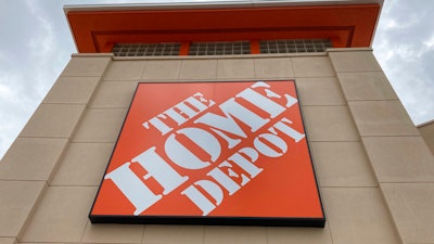 A Home Depot logo sign hands on its facade on May 14, 2021, in North Miami, Florida.