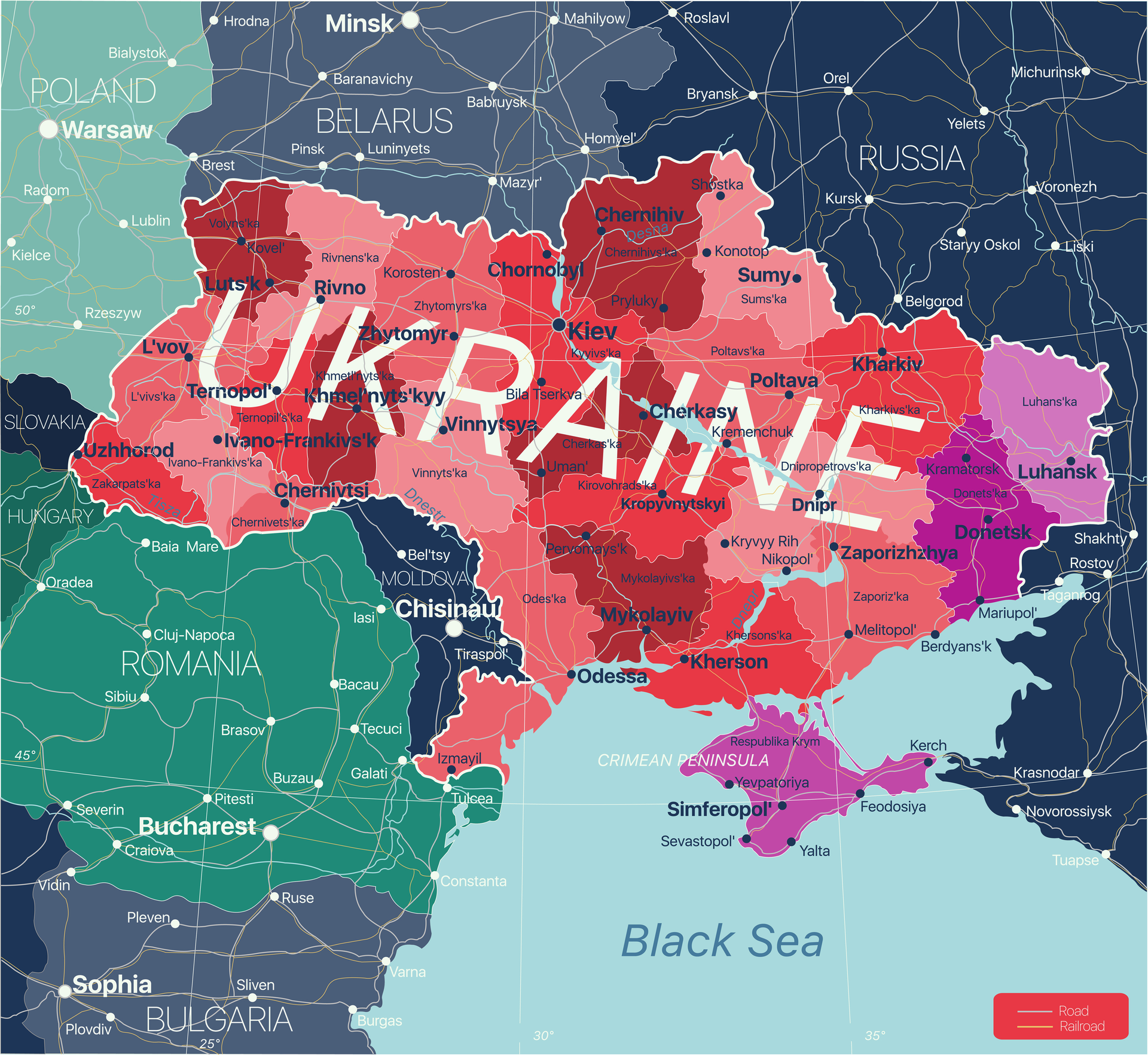 Ukraine Detailed Editable Map 1298327580 3295x3026