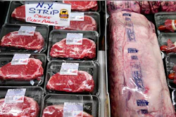 In this June 15, 2021 photo, beef is displayed in the meat department at Lambert's Rainbow Market, in Westwood, MA.