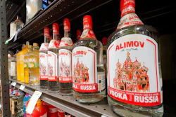 This is a display of Alimov Vodka, from Russia, in a Total Wine and More store in University Park, Florida on Feb. 27, 2022.