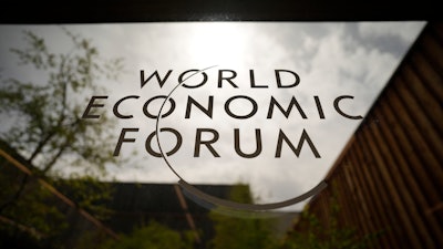 The logo of the World Economic Forum displayed prior to the opening of the event in Davos, Switzerland, May 22, 2022.