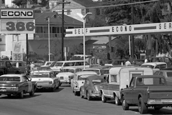 Cars line up at a gas station in Martinez, Calif., Sept. 21, 1973.